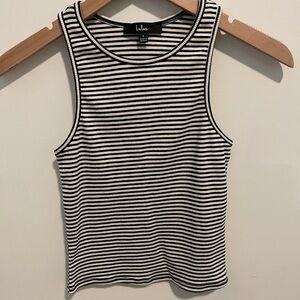 Lulu's Black & White Ribbed Stripe Tank